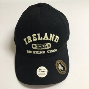 Ireland Bottle Opener Hat XXL Drinking Team NEW Black Strapback Cap 100% Cotton
